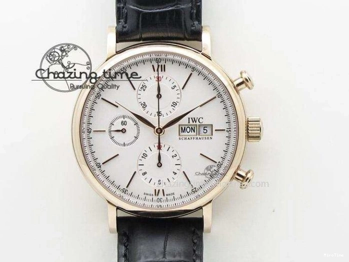 MIROTIME 0412 Casual Portuguese Chrono IW3716 Z+F 1:1 Best Edition White Dial on Blue Rubber Strap A 7016